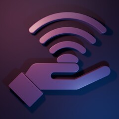Wall Mural - purple 5g new wireless internet wifi connection icon isolated on purple-blue background. global netw