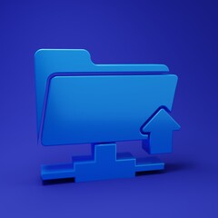 Wall Mural - blue ftp folder upload icon isolated on blue background. software update, transfer protocol, router,
