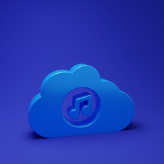 Wall Mural - blue music streaming service icon isolated on blue background. sound cloud computing, online media s