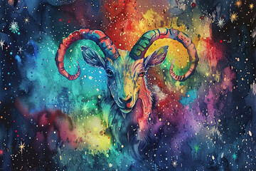 Naklejka na meble Astrological abstract composition with concept of Capricorn zodiac sign symbol