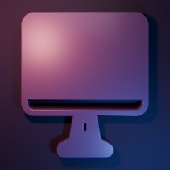 Wall Mural - purple computer monitor screen icon isolated on purple-blue background. electronic device. front vie