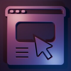 Wall Mural - Purple UI or UX design icon isolated on purple-blue background. Minimalism concept. 3D render illustration