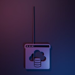 Wall Mural - purple cloud technology data transfer and storage icon isolated on purple-blue background. minimalis