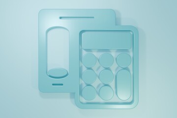 Wall Mural - Blue Calculator icon isolated on blue background. Accounting symbol. Business calculations mathematics education and finance. Minimalism concept. 3D render illustration