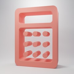 Wall Mural - Pink Calculator icon isolated on pink background. Accounting symbol. Business calculations mathematics education and finance. Minimalism concept. 3D render illustration