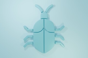 Wall Mural - Blue System bug concept icon isolated on blue background. Code bug concept. Bug in the system. Bug searching. Minimalism concept. 3D render illustration