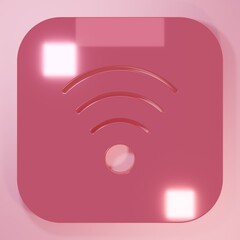 Wall Mural - pink wi-fi wireless internet network symbol icon isolated on pink background. minimalism concept. 3d