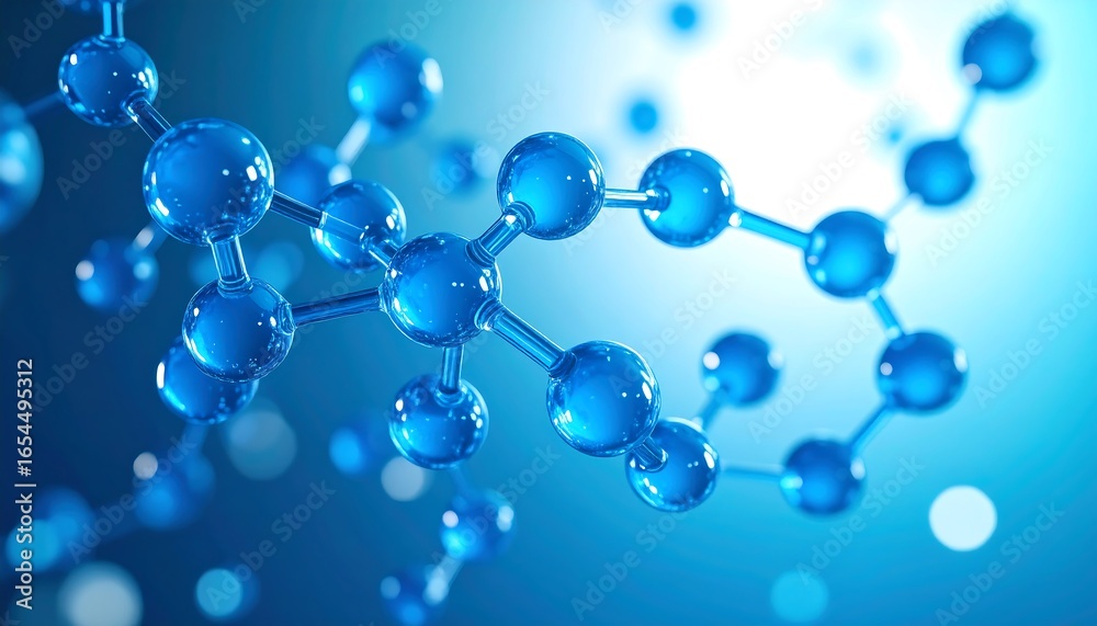 3D model of blue molecules Stock Photo | Adobe Stock