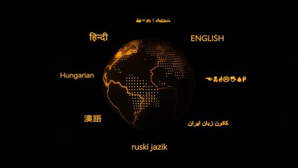 Google Translate Apps icon isolated .Translation glyph solid icon, Translate language glossary chinese english bubble phone apps symbol on earth background .