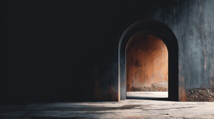 Canvas Print - abandoned archway with textured walls and dim lighting effects