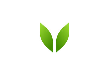 Wall Mural - Letter V eco leaves logo icon design template elements