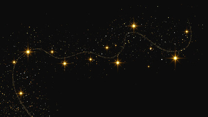 Wall Mural - gold glittering confetti wave and stardust