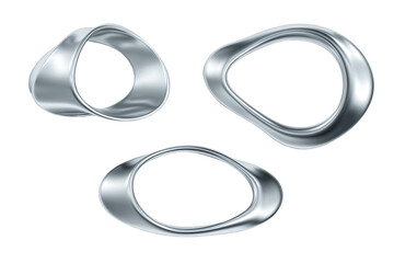 Abstract metallic rings, three shapes