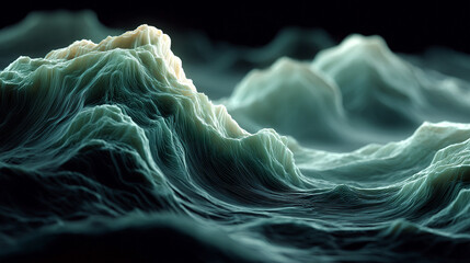 3D waves of digital information flowing in abstract motion. Futuristic data flow background concept symbolizing networks, communication, big data, and technology.