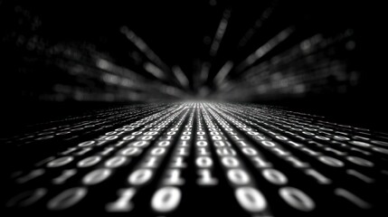 Binary code perspective digital background