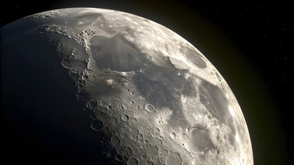 Wall Mural - High Resolution Detailed Photograph of the Moon Surface with Craters in Outer Space
