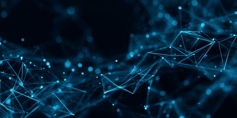 Wall Mural - abstract blue background with geometric lines and dots creating a digital network design for technol