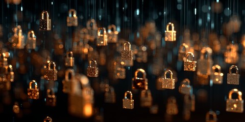 Wall Mural - global network of digital security locks representing cybersecurity and data protection concepts in 