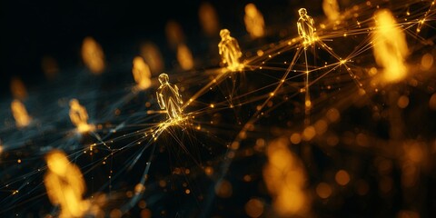 Wall Mural - abstract digital representation of user profiles connected in a network showcasing technology and da