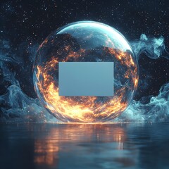 Wall Mural - floating card in a cosmic energy sphere