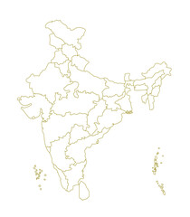  Clean vector outline map of India with clear state borders, perfect for educational, business, and geographic use in design, print, and web projects.