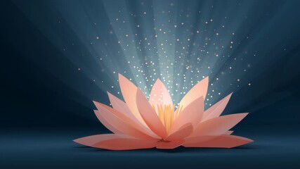 Wall Mural - elegant flat design of a glowing lotus flower with radiant light effects in dark background