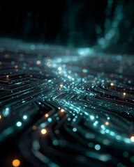 Canvas Print - digital pathways: abstract high-tech depiction, illuminating a network of interconnected circuits. t