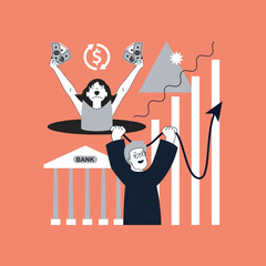 Wall Mural - business and finance concept for modern web design. people making financial analysis, planning succe