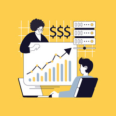 Wall Mural - business technology concept for modern web design. people analyzing finance data and statistics repo