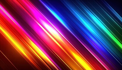 Wall Mural - Vibrant Rainbow Stripes with Smooth Gradients and Glossy Textures in Dynamic Angles for Background or Design Use