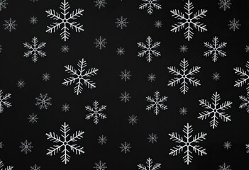 Wall Mural - Seamless vector pattern of black snowflakes on chalkboard background,  abstract,  minimal