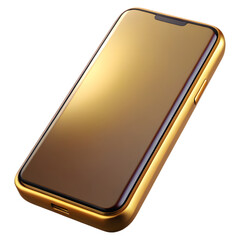 3d icon of luxury golden smartphone isolated on transparent background