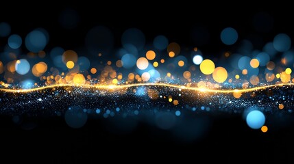 Wall Mural - Line of bright blue and yellow dots. The dots are scattered across the image, creating a sense of movement and energy. The colors are vibrant and eye-catching