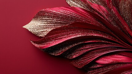 Wall Mural - red leaf with gold glitter on it. the leaf is very thin and has a lot of glitter on it