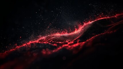 Wall Mural - Red line of light is shown in the dark background. The light is moving and he is coming from the left side of the image