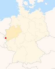  Locatormap of the city Aachen (Nordrhein-Westfalen) in Germany.