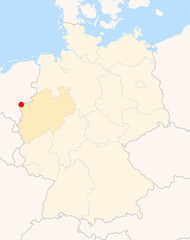  Locatormap of the city Kleve (Nordrhein-Westfalen) in Germany.