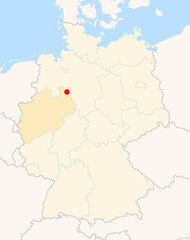  Locatormap of the city Minden (Nordrhein-Westfalen) in Germany.
