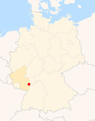  Locatormap of the city Ludwigshafen Am Rhein (Rheinland-Pfalz) in Germany.
