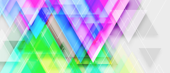Canvas Print - green, purple and blue minimal triangles. hi-tech abstract geometric background. futuristic modern l