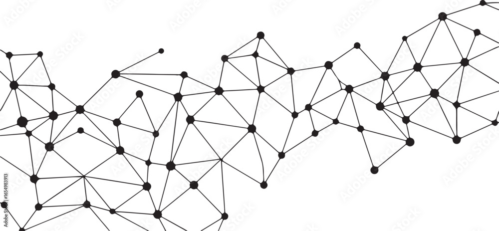 Dynamic Interconnected Web dynamic network diagram vector illustration with interconnected nodes ...