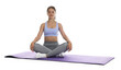 © New Africa - Teenage girl in sportswear stretching on mat against white background