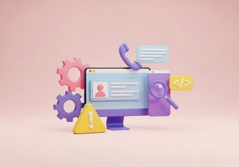 3D Illustration of Website Development and Technical Support concept