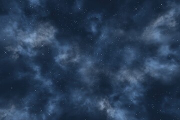 Wall Mural - Dark Blue Night Sky with Stars and Clouds, Atmospheric View, Celestial Background, Nighttime Scenery, Dreamy Look