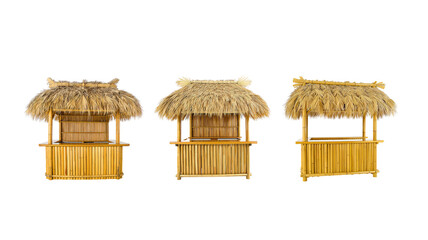 Thatched roof bamboo cart on transparent background png