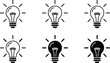 © MDMAHBUBUR - Simple Black Line Lightbulb Collection on Transparent Background, Minimalist Idea Icons