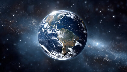 Wall Mural - Earth globe floating in starry space, representing our planet's beauty and vastness.