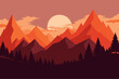 © HASIBUL HASAN - Vibrant sunset over jagged mountain peaks and pine forest