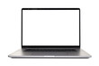 © Abdull - Modern laptop with blank white screen incline 90 degree isolated on white background. Mock up template