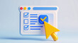 © AYESHA - 3d checklist with checkmarks and cursor, online survey form
